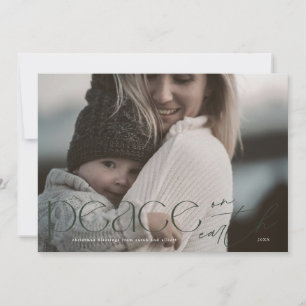 Modern Peace on Earth Large Photo Religious Holiday Card