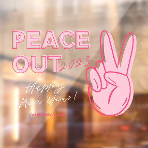 Modern peace out 2021 pink script illustration