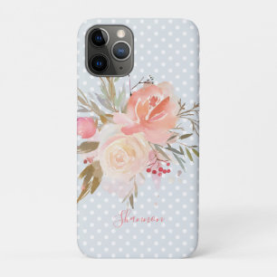 Modern Peach and Pink Floral Personalised iPhone 11 Pro Case
