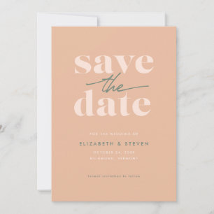 Modern Peach and Sage Save the Date Card