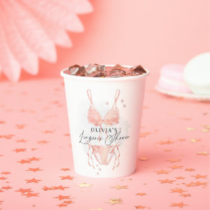 Modern Peach Blush Lingerie Bridal Shower Paper Cups