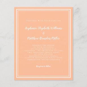Modern Peach Budget Simple Chic Wedding Invitation
