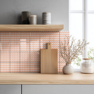 Modern Peach Burgundy Herringbone Ceramic Tile