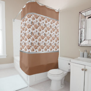 Modern Peach Clay Floral Abstract Shower Curtain