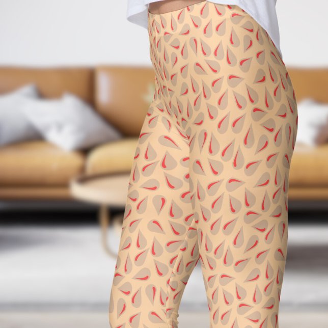 Modern Peach Flick Pattern Leggings (Modern Peach Flick Pattern Leggings)