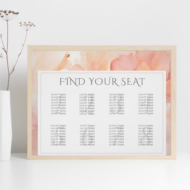 Modern Peach Flower Wedding Seating Chart Poster (Creator Uploaded)
