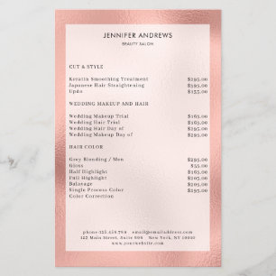 Modern Peach Glow Salon Price List  Flyer