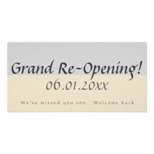 Modern Peach Grey Grand Reopening Business Sign