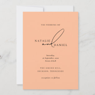 Modern Peach Minimal Classic Chic Wedding Invitation