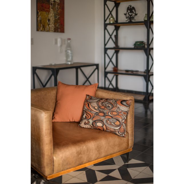 Modern Peach Orange Abstract Pattern Decorative Cushion (Creator Uploaded)