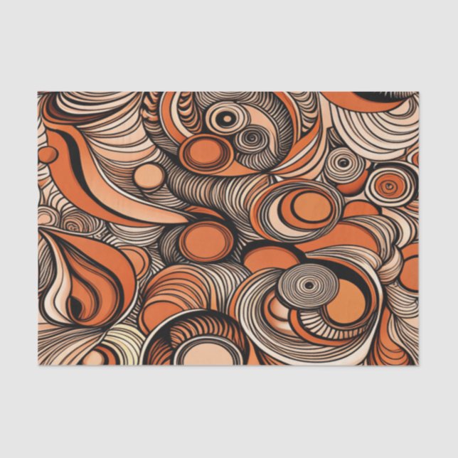 Modern Peach Orange Abstract Pattern Decoupage Tissue Paper (Front)