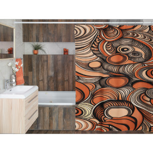 Modern Peach Orange Abstract Pattern Shower Curtain