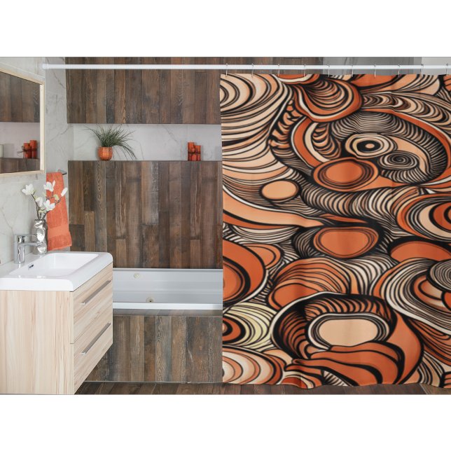 Modern Peach Orange Abstract Pattern Shower Curtain (Creator Uploaded)