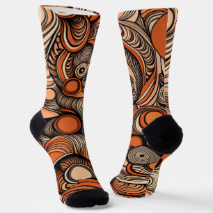 Modern Peach Orange Abstract Pattern Socks