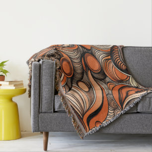 Modern Peach Orange Abstract Pattern Throw Blanket