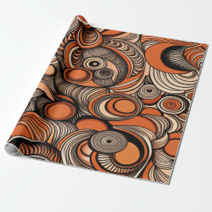 Modern Peach Orange Abstract Pattern Wrapping Paper