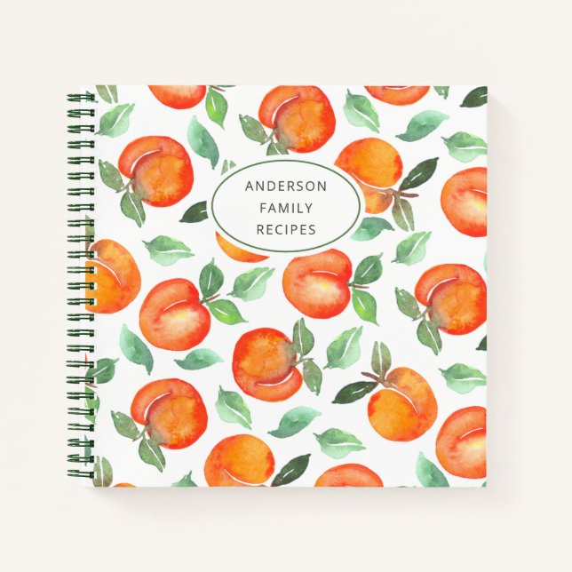 Modern Peach Pattern Personalised Recipe Notebook (Front)