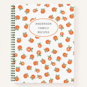 Modern Peach Pattern Personalized Recipe Notebook