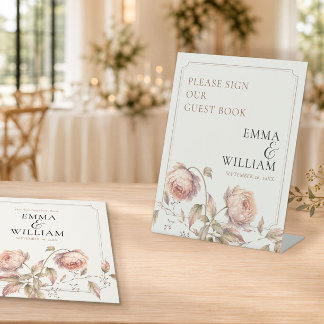 Modern Peach Peony Please Sign Our Guest Book