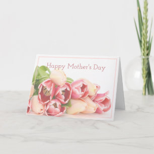 Modern Peach Pink Floral Bouquet Mother's Day Card