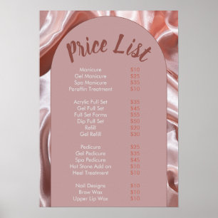 Modern peach pink Nail Salon Price List Menu  Poster
