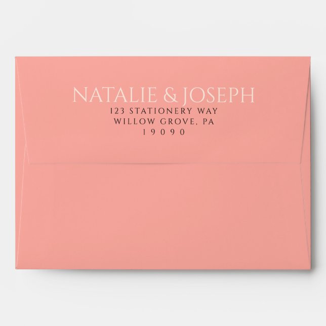Modern Peach Pink Retro Groovy Unique Wedding Envelope (Back (Top Flap))