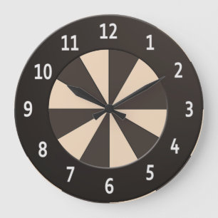 Modern Peach Rays any Colour Black Digits Circle Large Clock
