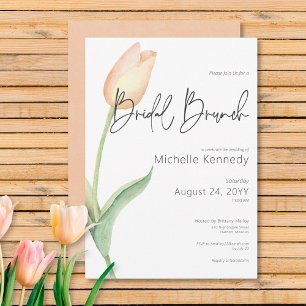 Modern Peach Tulip Solo Bridal Brunch Invitation