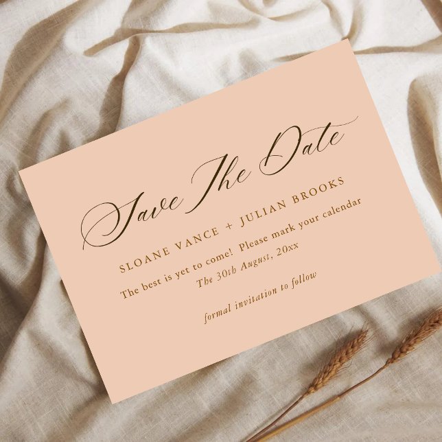 Modern Peach Typography Save the Date Card  (Creator Uploaded)