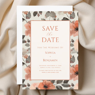 Modern Peach Wedding Save The Date