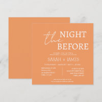 Modern Peach White Rehearsal Dinner Wedding Square