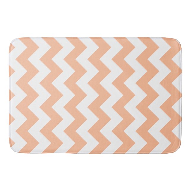 Modern Peachy Orange Chevron Bath Mat (Front)