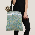 Modern Peacock Blue Pattern  Tote Bag<br><div class="desc">Stylish and modern peacock blue with mustard yellow colours tote bag that can be personalised.</div>