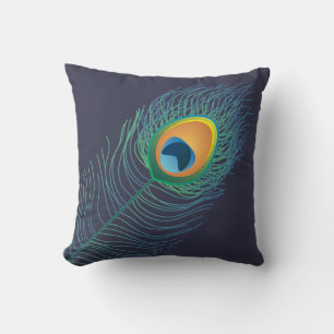 Modern Peacock Feather Custom Cushion