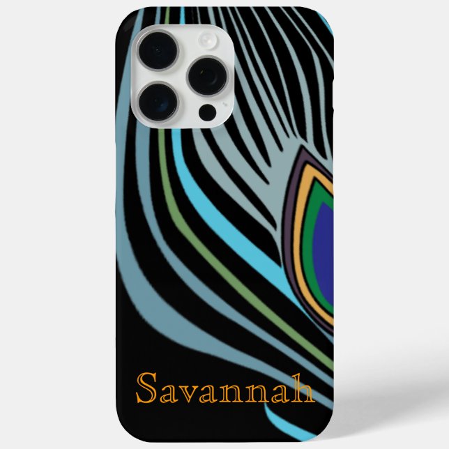 Modern Peacock Feather Personalised Damask iPhone Case-Mate iPhone Case (Back)