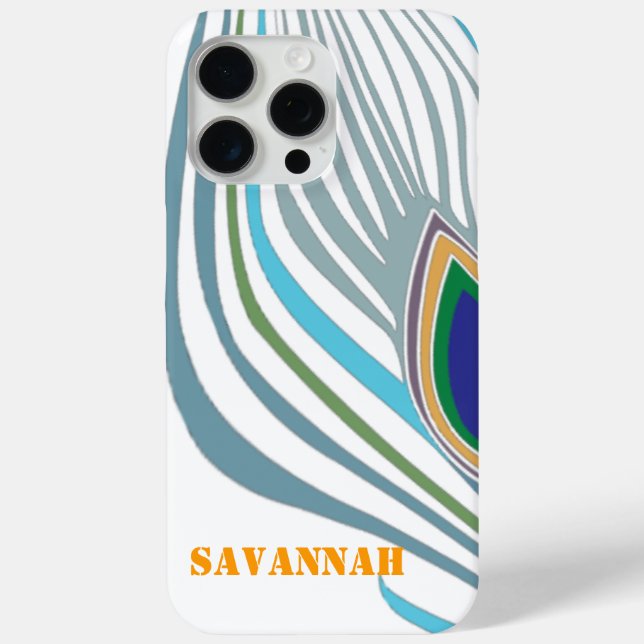 Modern Peacock Feather Personalised Damask Phone Case-Mate iPhone Case (Back)