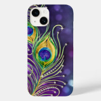 Modern Peacock Feathers Jewels Purple Gold Girly