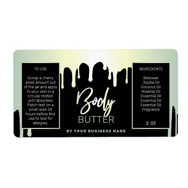 Modern Pearl And Black Body Butter Labels (Front)