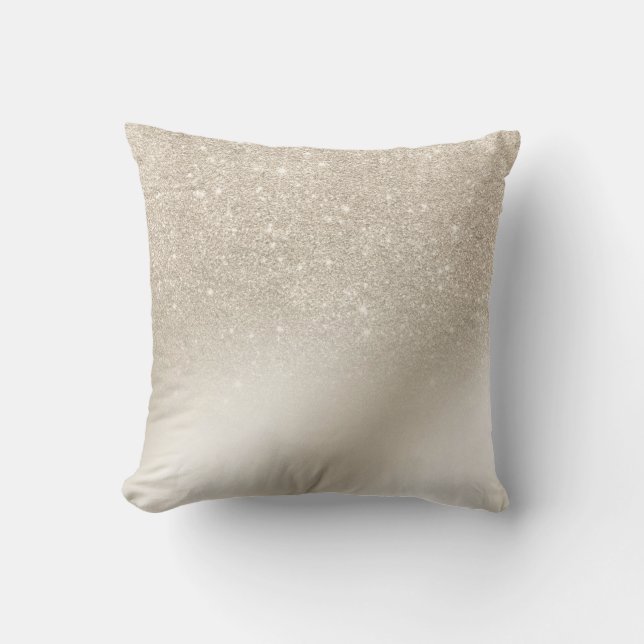 modern pearl glitter ivory ombre gradient metallic cushion (Front)