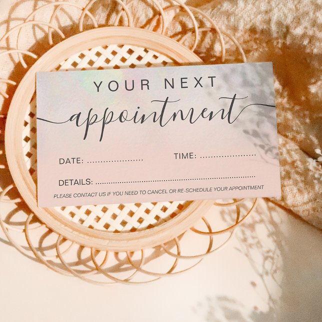Modern pearl nacre blush ombre professional appointment card (Creator Uploaded)