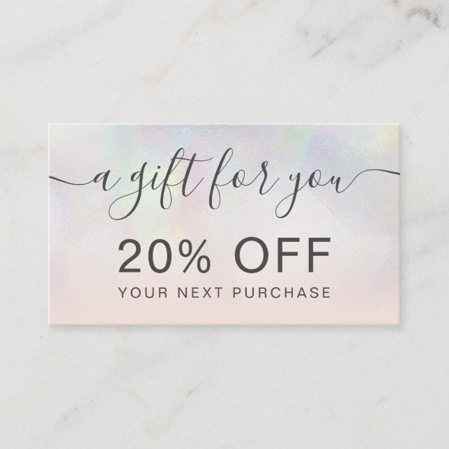 Modern pearl nacre blush ombre professional discount card (Front)