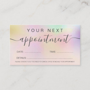Modern pearl nacre holographic ombre professional appointment card