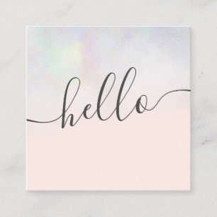 Modern pearl nacre ombre blush pink hello square business card