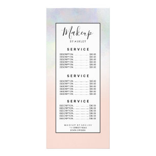 Modern pearl nacre ombre blush pink holographic rack card