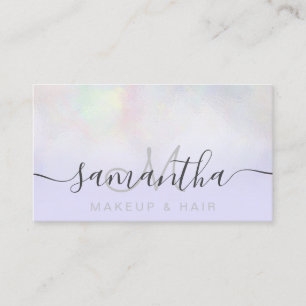 Modern pearl nacre ombre lavender makeup hair business card