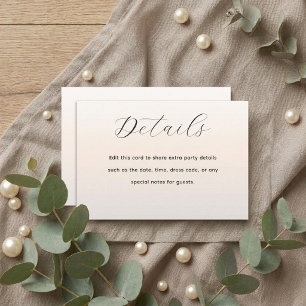 Modern Pearl Script Birthday Party Details Enclosure Card