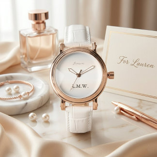 Modern Pearl Signature Script Personalised Name Watch