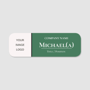 Modern Pearl White & Pool Table Green Company LOGO Name Tag