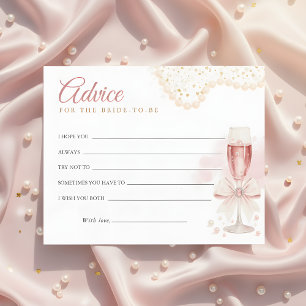 Modern Pearls & Prosecco Bridal Shower Advice Card