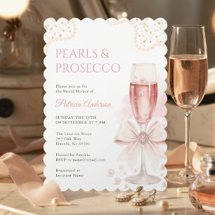 Modern Pearls & Prosecco Bridal Shower Invitation
